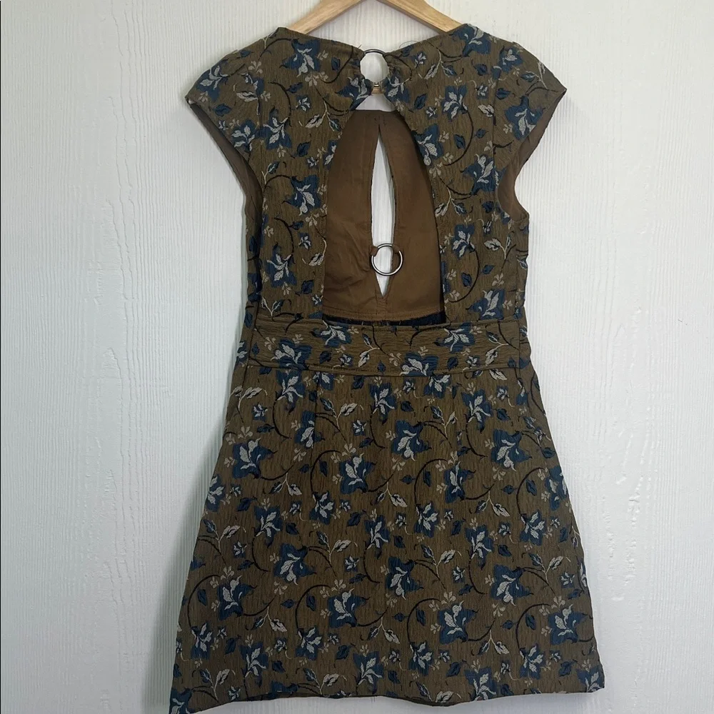 Free People - Say Yes Textured Colorful Keyhole Short Sleeve Mini Dress Size 6
